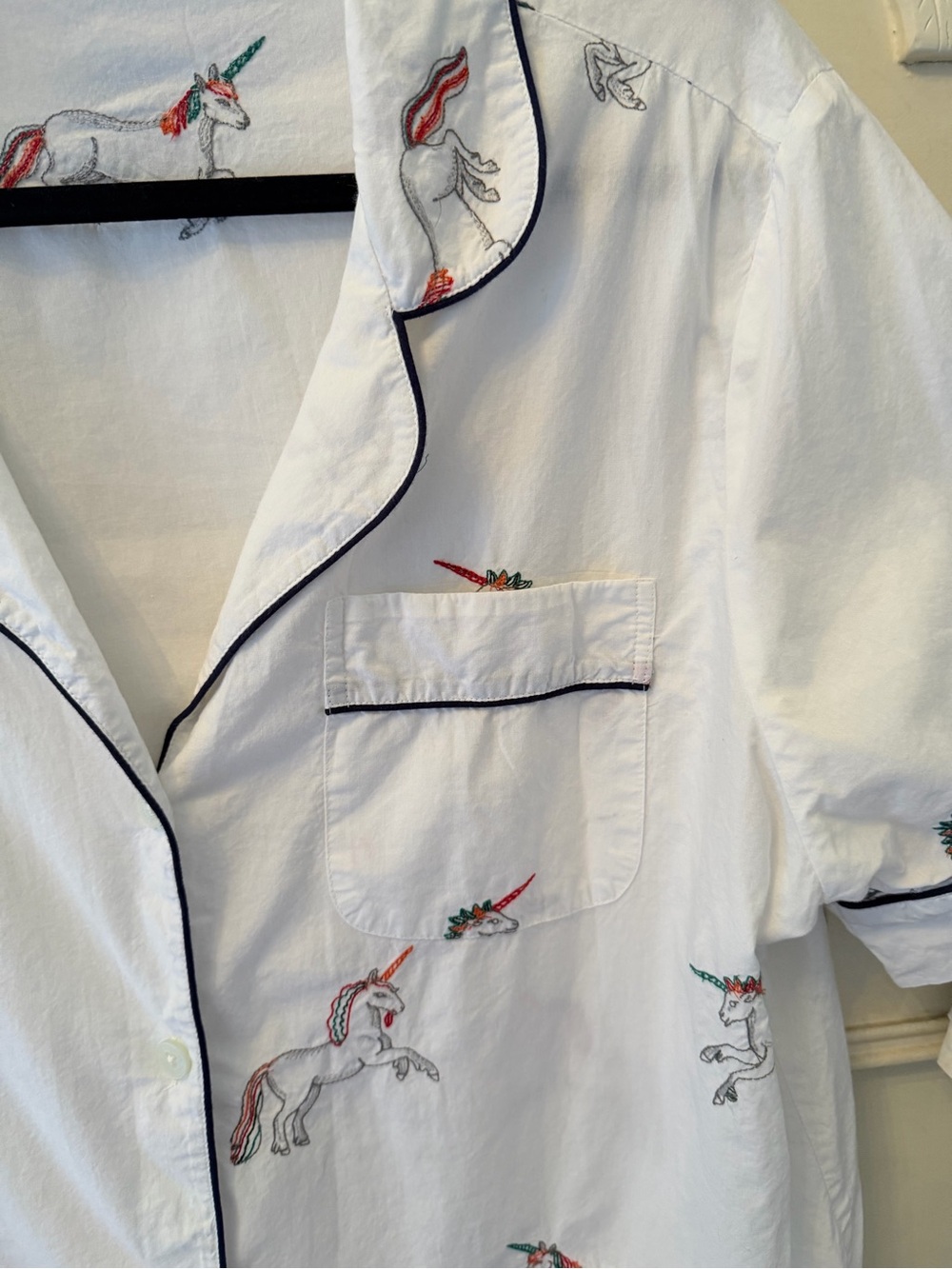 Printfresh Embroidered White Unicorn Short PJ Set Organic Cotton Size Large - Picture 4 of 10